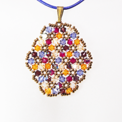Pendant 30cm - Malvina Oval-Purple Leather - Pendant 30cm - Laiton bronze